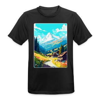 Mayrofen, Autriche, Affiche de voyage vintage, souvenir - T-shirt respirant Homme - noir - Devant - AI Model Male 178 light (178cm)