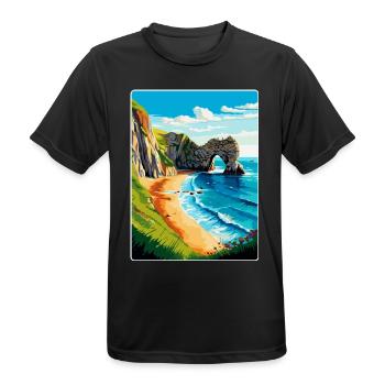Durdle Door England Uk Reise Poster Souvenir WPA - Männer T-Shirt atmungsaktiv - Schwarz - Vorne - AI Model Male 178 light (178cm)