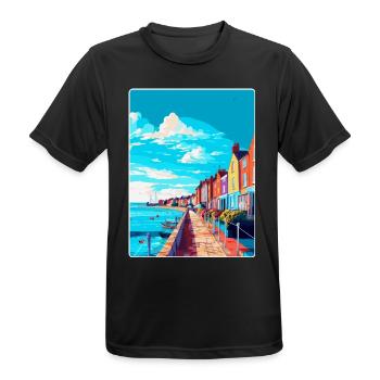 Weymouth England Uk Vintage Reiseposter Souvenir - Männer T-Shirt atmungsaktiv - Schwarz - Vorne - AI Model Male 178 light (178cm)