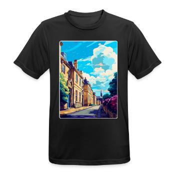 Chipping Norton England Uk Travel Poster Souvenir - Men's Breathable T-Shirt - black - Front - AI Model Male 178 light (178cm)