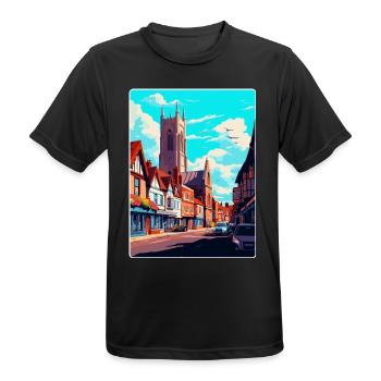 Hereford, England, Vereinigtes Königreich, Vintage, Reiseposter, Souvenir - Männer T-Shirt atmungsaktiv - Schwarz - Vorne - AI Model Male 178 light (178cm)