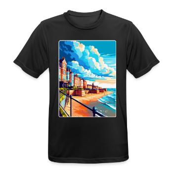 Cromer England Uk Vintage Reiseposter Souvenir - Männer T-Shirt atmungsaktiv - Schwarz - Vorne - AI Model Male 178 light (178cm)