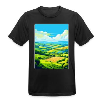 Camel Valley Cornwall England Uk Travel Poster WPA - Men's Breathable T-Shirt - black - Front - AI Model Male 178 light (178cm)