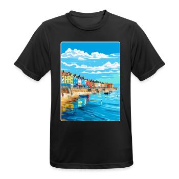 Weymouth England Uk Vintage Reiseposter Souvenir - Männer T-Shirt atmungsaktiv - Schwarz - Vorne - AI Model Male 178 light (178cm)