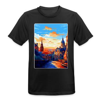 Edinburgh Schottland Großbritannien Reiseposter Souvenir WPA - Männer T-Shirt atmungsaktiv - Schwarz - Vorne - AI Model Male 178 light (178cm)