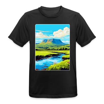 Brecon Beacons Wales Uk Travel Poster Souvenir WPA - Men's Breathable T-Shirt - black - Front - AI Model Male 178 light (178cm)