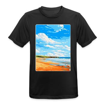 Constantine Bay, Cornwall, England, Vereinigtes Königreich, Reiseposter - Männer T-Shirt atmungsaktiv - Schwarz - Vorne - AI Model Male 178 light (178cm)