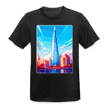 The Shard England Uk Travel Poster Souvenir WPA - Men's Breathable T-Shirt - black - Front - AI Model Male 178 light (178cm)