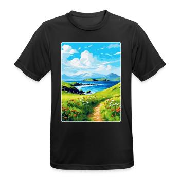 Isle Of Canna Schottland Großbritannien Reise Poster Souvenir - Männer T-Shirt atmungsaktiv - Schwarz - Vorne - AI Model Male 178 light (178cm)