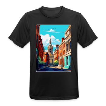 Leeds England Uk Vintage Travel Poster Souvenir - Men's Breathable T-Shirt - black - Front - AI Model Male 178 light (178cm)