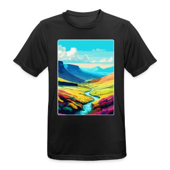 Brecon Beacons Wales Uk Travel Poster Souvenir WPA - Men's Breathable T-Shirt - black - Front - AI Model Male 178 light (178cm)