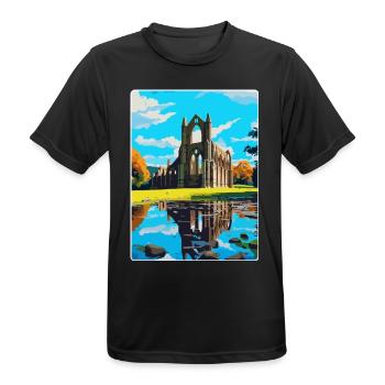 Bolton Abbey England Uk Travel Poster Souvenir WPA - Men's Breathable T-Shirt - black - Front - AI Model Male 178 light (178cm)