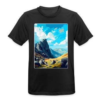 Glyder Fach Pays de Galles Royaume-Uni Affiche de voyage vintage WPA Art - T-shirt respirant Homme - noir - Devant - AI Model Male 178 light (178cm)