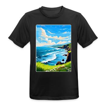 North Coast 500 Scotland Uk Vintage Travel Poster - Men's Breathable T-Shirt - black - Front - AI Model Male 178 light (178cm)