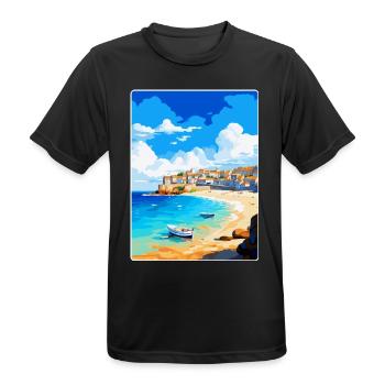 St Ives Cornwall England Vereinigtes Königreich Vintage Reiseposter - Männer T-Shirt atmungsaktiv - Schwarz - Vorne - AI Model Male 178 light (178cm)