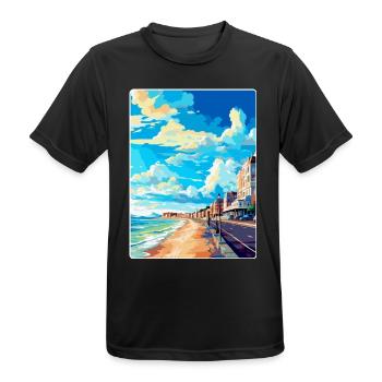 Hove England Uk Vintage Reiseplakat Souvenir WPA - Männer T-Shirt atmungsaktiv - Schwarz - Vorne - AI Model Male 178 light (178cm)