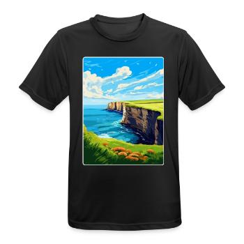 Bempton Cliffs England Uk Vintage Reiseposter - Männer T-Shirt atmungsaktiv - Schwarz - Vorne - AI Model Male 178 light (178cm)