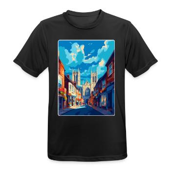 York Angleterre Royaume-Uni Affiche de voyage vintage Souvenir WPA - T-shirt respirant Homme - noir - Devant - AI Model Male 178 light (178cm)