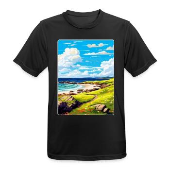 Isle Of Coll Schottland UK Vintage Reiseposter WPA - Männer T-Shirt atmungsaktiv - Schwarz - Vorne - AI Model Male 178 light (178cm)