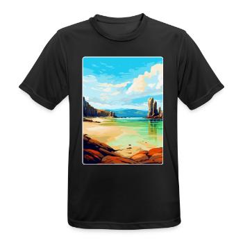 Isle Of Lewis Schottland Vereinigtes Königreich Vintage Reiseposter - Männer T-Shirt atmungsaktiv - Schwarz - Vorne - AI Model Male 178 light (178cm)