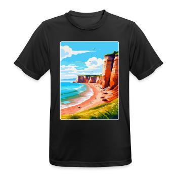 Torquay Cliffs England Uk Vintage Reiseposter - Männer T-Shirt atmungsaktiv - Schwarz - Vorne - AI Model Male 178 light (178cm)