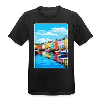 Plymouth England Uk Vintage Reiseplakat Souvenir - Männer T-Shirt atmungsaktiv - Schwarz - Vorne - AI Model Male 178 light (178cm)