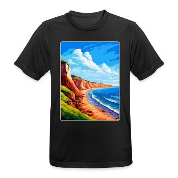 Torquay Cliffs England Uk Vintage Reiseposter - Männer T-Shirt atmungsaktiv - Schwarz - Vorne - AI Model Male 178 light (178cm)