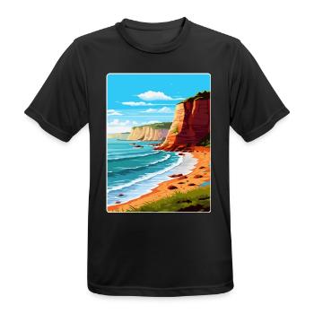 Torquay Cliffs England Uk Vintage Reiseposter - Männer T-Shirt atmungsaktiv - Schwarz - Vorne - AI Model Male 178 light (178cm)