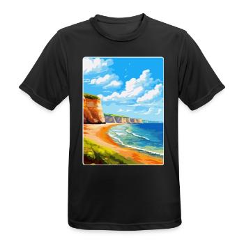Torquay Cliffs England Uk Vintage Reiseposter - Männer T-Shirt atmungsaktiv - Schwarz - Vorne - AI Model Male 178 light (178cm)