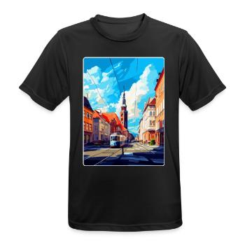 Ostrava Czech Republic Vintage Travel Poster WPA - Men's Breathable T-Shirt - black - Front - AI Model Male 178 light (178cm)