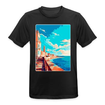 Cadix Espagne Affiche de voyage vintage WPA Art Souvenir - T-shirt respirant Homme - noir - Devant - AI Model Male 178 light (178cm)