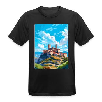 Avila Spain Vintage Travel Poster WPA Art Souvenir - Men's Breathable T-Shirt - black - Front - AI Model Male 178 light (178cm)