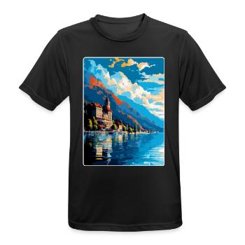 Montreux Schweiz Vintage Reiseplakat WPA Kunst - Männer T-Shirt atmungsaktiv - Schwarz - Vorne - AI Model Male 178 light (178cm)