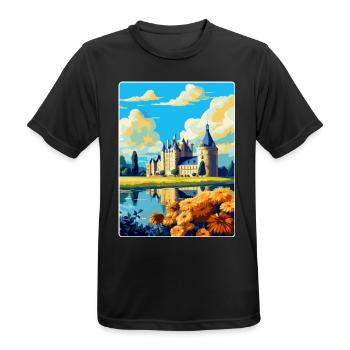 Vallée de la Loire France Affiche de voyage vintage souvenir - T-shirt respirant Homme - noir - Devant - AI Model Male 178 light (178cm)