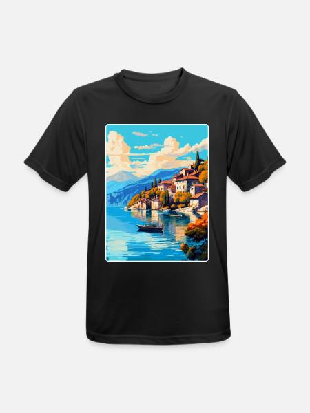 Ohridsee Albanien Vintage Reiseplakat WPA - Männer T-Shirt atmungsaktiv - Schwarz