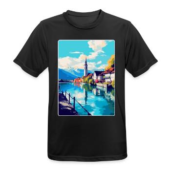 Thun Schweiz Vintage Reiseplakat Souvenir - Männer T-Shirt atmungsaktiv - Schwarz - Vorne - AI Model Male 178 light (178cm)