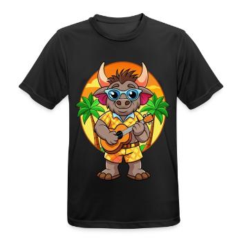 Lustige Buffalo Cartoon Sommer Strand Sonnenbrille - Männer T-Shirt atmungsaktiv - Schwarz - Vorne - AI Model Male 178 light (178cm)