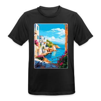 Rhodes Grèce Vintage Voyage Poster WPA Souvenir - T-shirt respirant Homme - noir - Devant - AI Model Male 178 light (178cm)