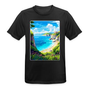Zakynthos Greece Vintage Travel Poster Souvenir - Men's Breathable T-Shirt - black - Front - AI Model Male 178 light (178cm)