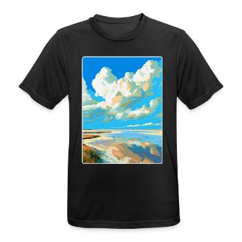 Wadden Sea Netherlands Vintage Travel Poster WPA - Men's Breathable T-Shirt - black - Front - AI Model Male 178 light (178cm)