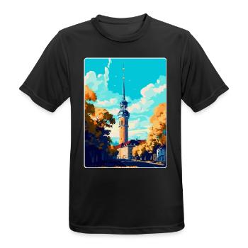 Dortmund Germany Vintage Travel Poster Souvenir - Men's Breathable T-Shirt - black - Front - AI Model Male 178 light (178cm)