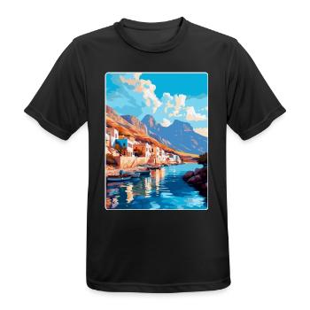 Kalymnos Griechenland Vintage Reise Poster Souvenir WPA - Männer T-Shirt atmungsaktiv - Schwarz - Vorne - AI Model Male 178 light (178cm)