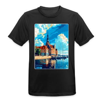 Rostock Allemagne Affiche de voyage vintage Souvenir WPA - T-shirt respirant Homme - noir - Devant - AI Model Male 178 light (178cm)