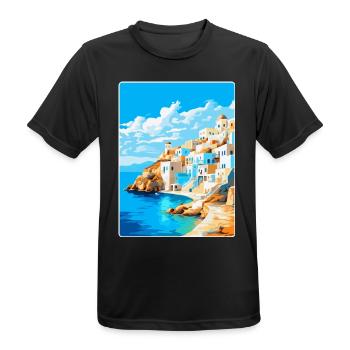 Karpathos Grèce Affiche de voyage vintage souvenir - T-shirt respirant Homme - noir - Devant - AI Model Male 178 light (178cm)