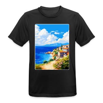 Chalkidiki Griechenland Vintage Reiseplakat Souvenir - Männer T-Shirt atmungsaktiv - Schwarz - Vorne - AI Model Male 178 light (178cm)