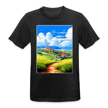 Castilla Y León Espagne Affiche de voyage vintage WPA - T-shirt respirant Homme - noir - Devant - AI Model Male 178 light (178cm)