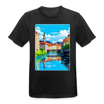 Ljubljana Slovénie Affiche de voyage vintage souvenir - T-shirt respirant Homme - noir - Devant - AI Model Male 178 light (178cm)