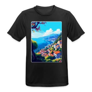 Funchal Portugal Vintage Reiseplakat Souvenir - Männer T-Shirt atmungsaktiv - Schwarz - Vorne - AI Model Male 178 light (178cm)