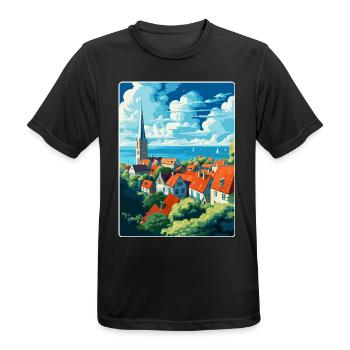 Visby Schweden Vintage Reiseposter WPA Souvenir - Männer T-Shirt atmungsaktiv - Schwarz - Vorne - AI Model Male 178 light (178cm)