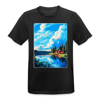 Falun Suède Affiche de voyage vintage WPA Souvenir - T-shirt respirant Homme - noir - Devant - AI Model Male 178 light (178cm)